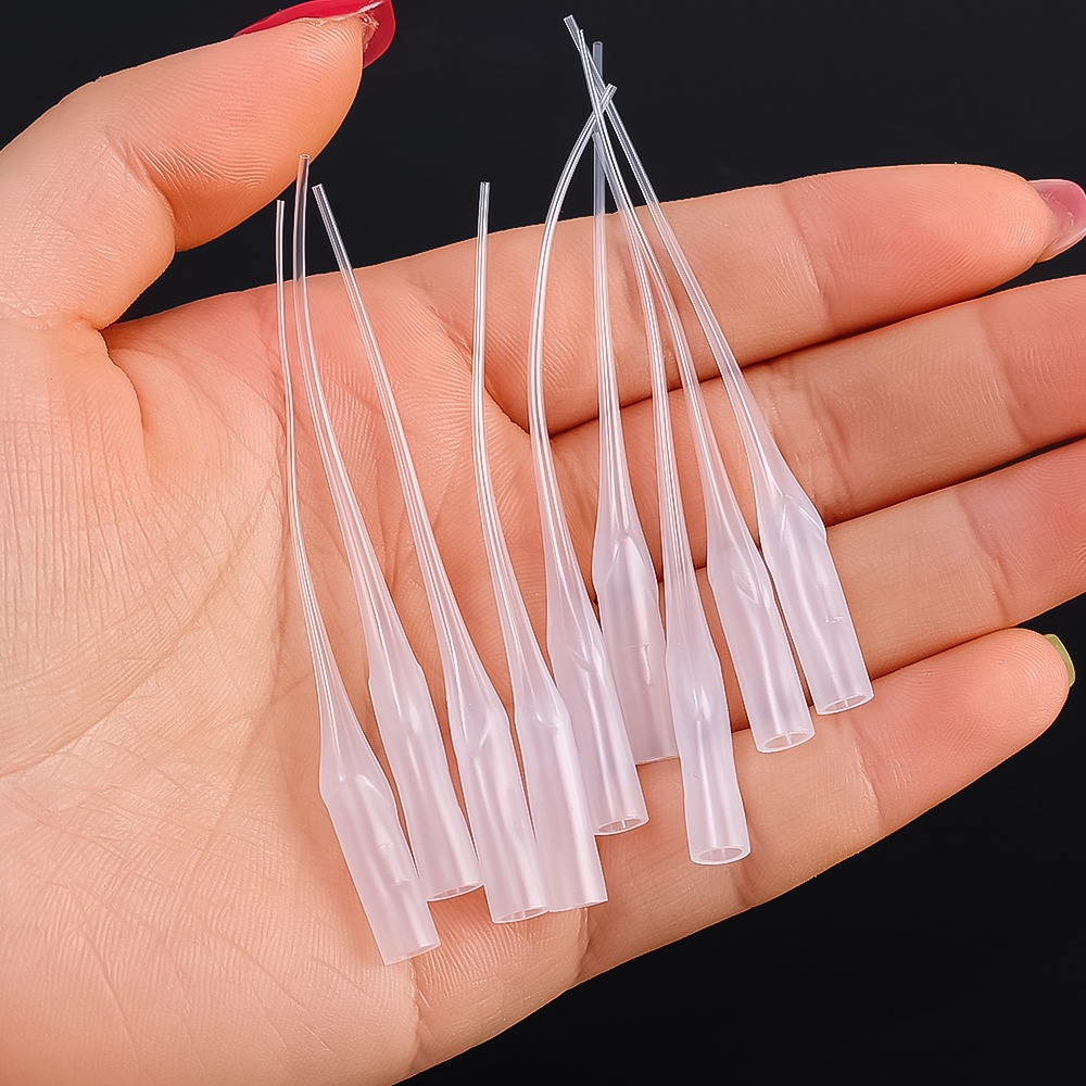 100pcs Pipet Transparan Cocok Untuk 401dan502lem DIY Craft Dispensing Hose Precision Aplicator Dropper Nozzle Non Perekat Lem Tangan Micro Nozzle