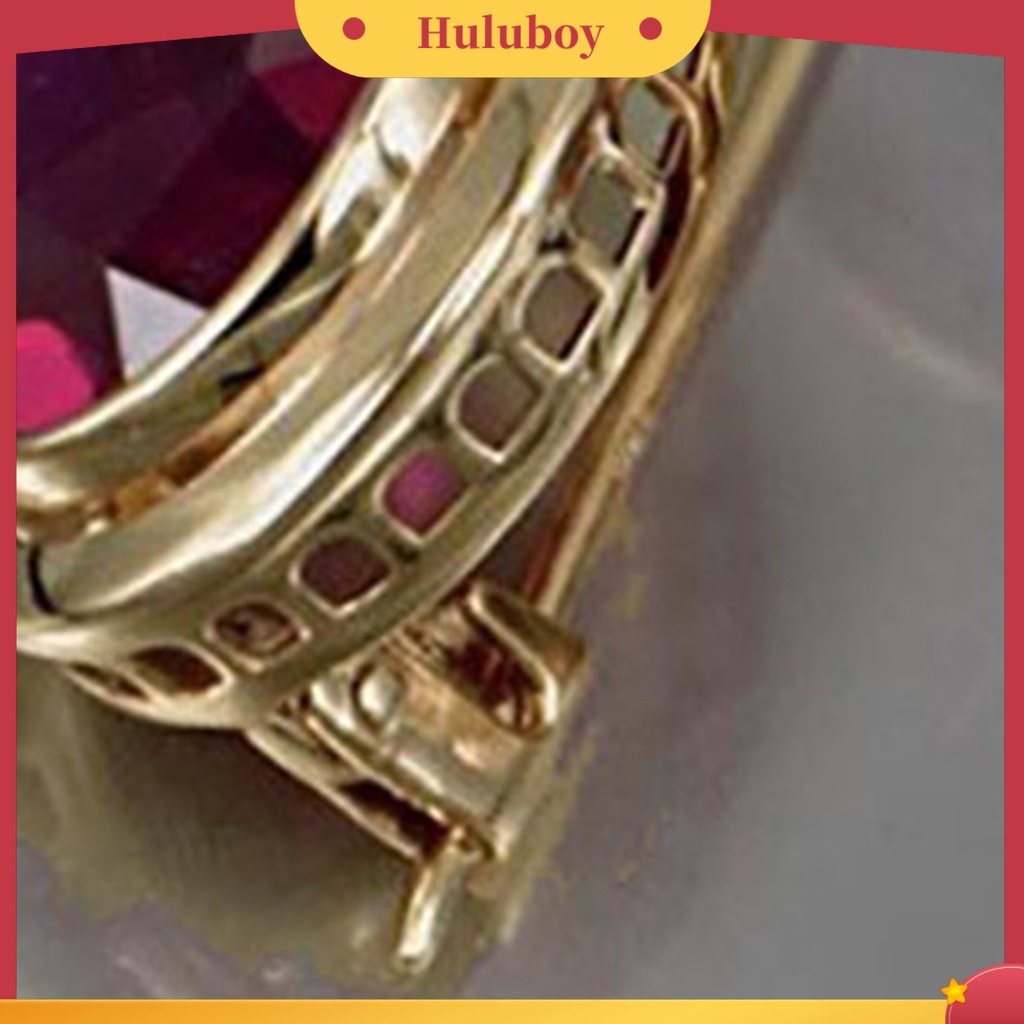 {Ready Stock} 1pasang Merah Berlian Imitasi Wanita Anting Oval Alloy Berongga Shiny Klip Anting Perhiasan Pernikahan