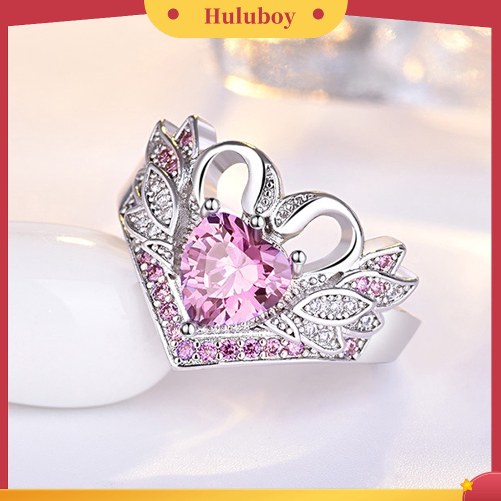 {Ready Stock} Sepasang Bentuk Angsa Wanita Cincin Cubic Zirconia Alloy Hati Hollow Shiny Finger Ring Perhiasan Aksesori