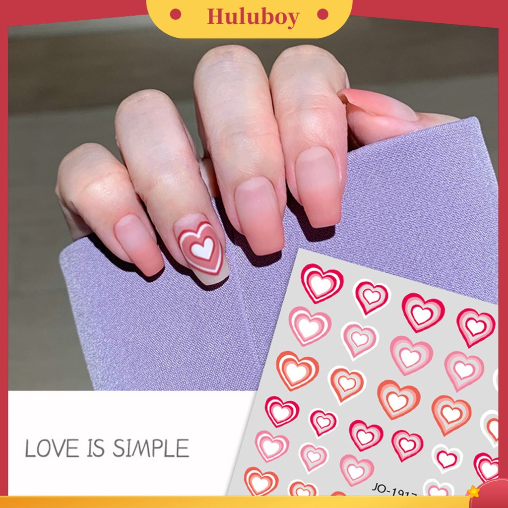 {In Stock} Stiker Kuku Perekat Diri Tahan Air Eye-catching Cinta Hati Cetak Kuku Stiker DIY Nail Art Gadget Hadiah Ulang Tahun