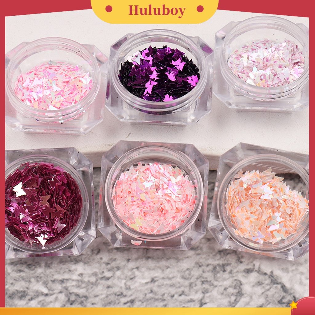 {In Stock} 6Pcs/Set Manicure Decor Cantik Bersinar Tempel Mudah Hidup Kreatif DIY Ringan Bentuk Kupu-Kupu Kuku Glitter Sequin Untuk Wanita