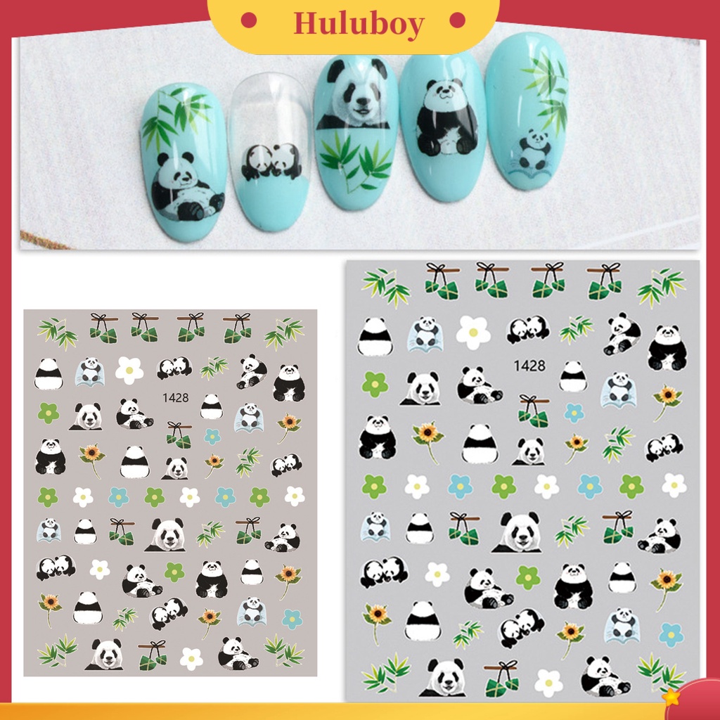 {In Stock} Desain Daun Panda Lucu Stiker Kuku Tempel Dekoratif Mudah Perekat DIY Kertas Nail Art Stiker Perlengkapan Kuku