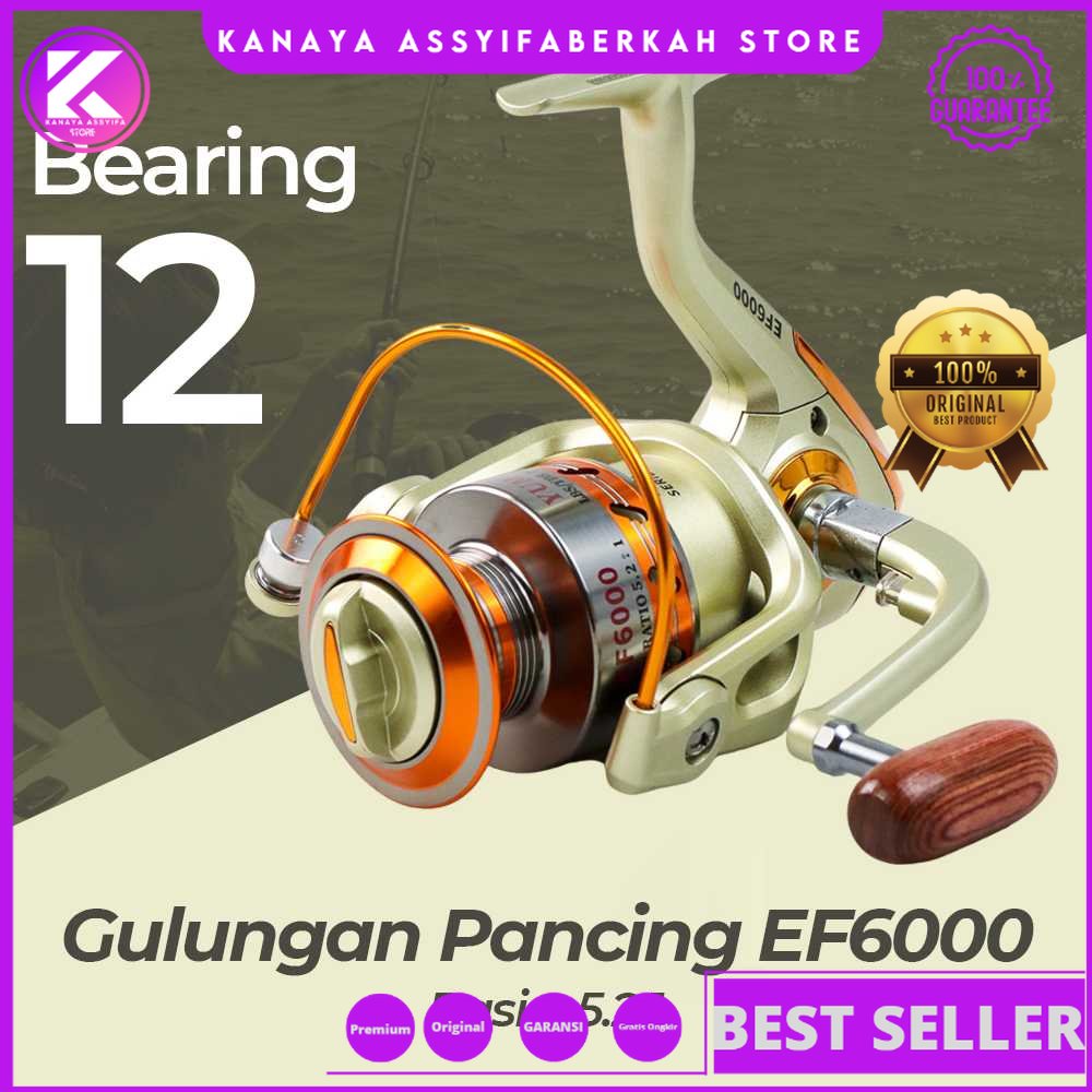 YUMOSHI Gulungan Pancing EF6000 Fishing Spinning Reel 12 Ball Bearing