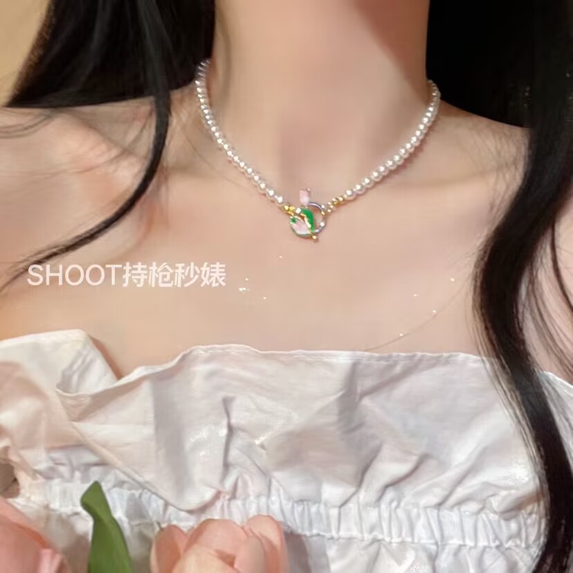 Ifyou Kalung Perak Mutiara Simple Elegan Choker Rantai Kalung Liontin Untuk Aksesoris Perhiasan Wanita