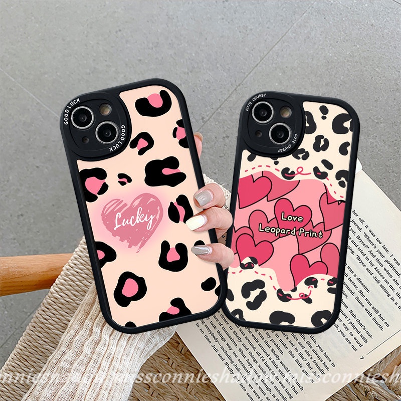 Casing Pasangan Infinix Hot 10 Lite Hot 9 10 Play 10T 11 10s 11s Smart5 6 Note8 Lucky Love Heart Soft Couples Case Fashion Motif Leopard Soft Tpu Back Cover