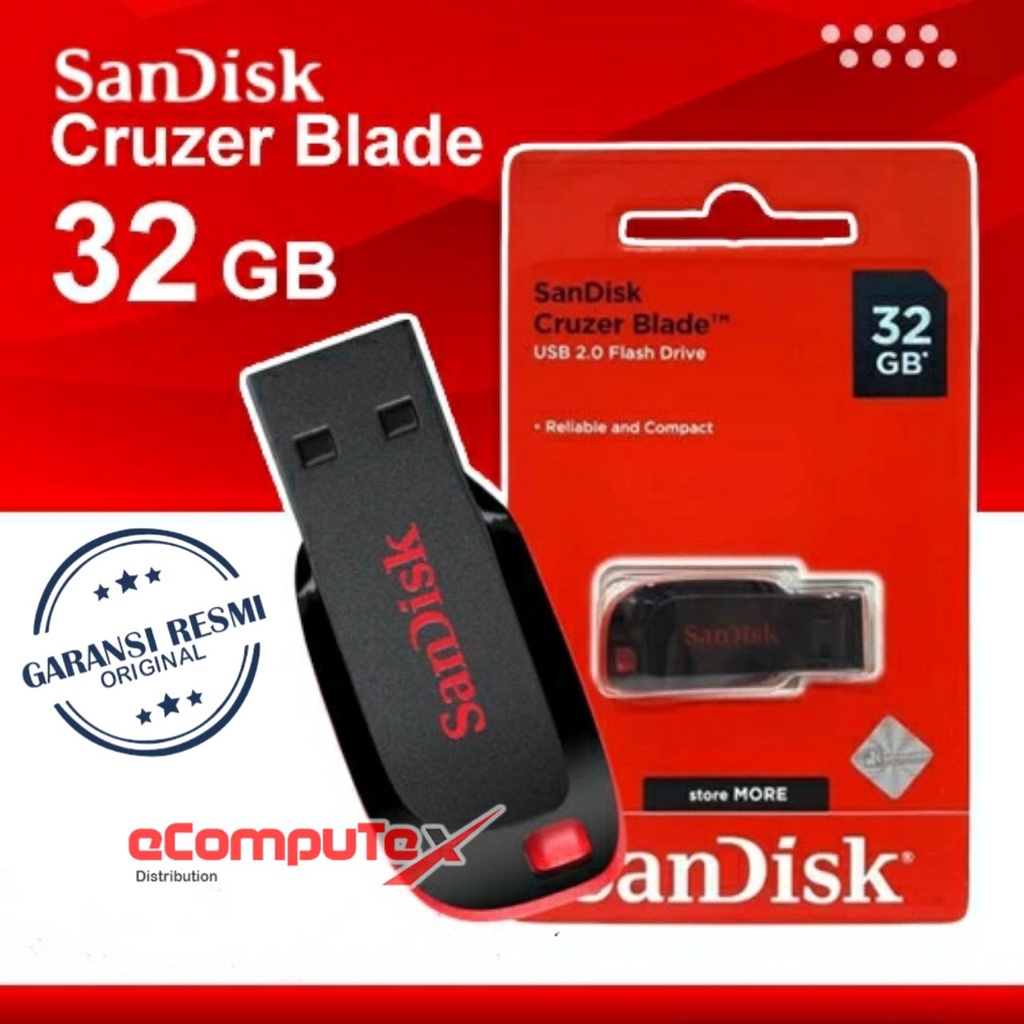 FLASHDISK SANDISK CRUZER BLADE 32GB ORIGINAL / CZ50 USB FLASH DISK 32 GB ORI