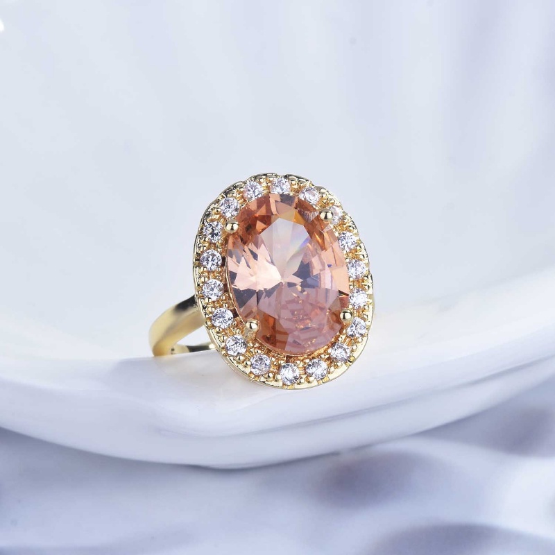 Goldkingdom Aksesoris Perhiasan Fashion Ready Stock Karat Besar Fancy Color Jewel Rings Mewah Berlian Morganite Buka Cincin