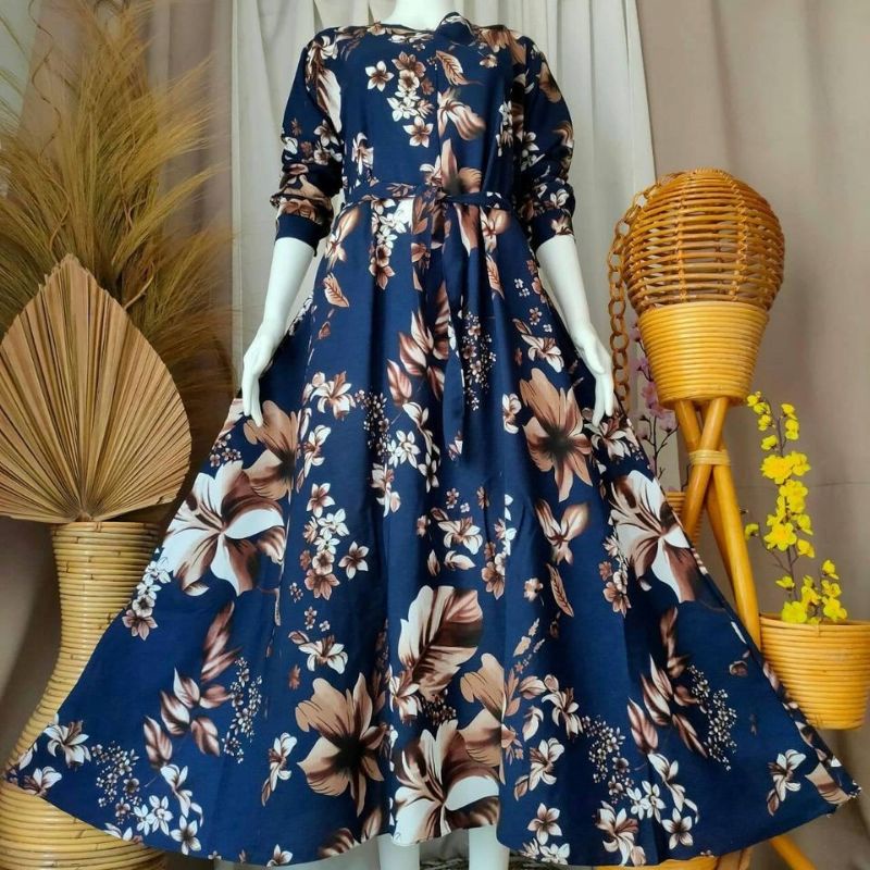 Ready Stock ✅ Dress Lebaran Gamis Sepatu Monalisa Klok Mayung Jumbo Motif Gamis Syari Sepatu Gamis C