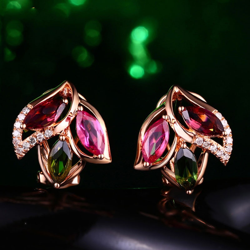 Goldkingdom Aksesoris Perhiasan Fashion Ready Stock Anting Kelopak Ruby Korea Anting Rose Gold