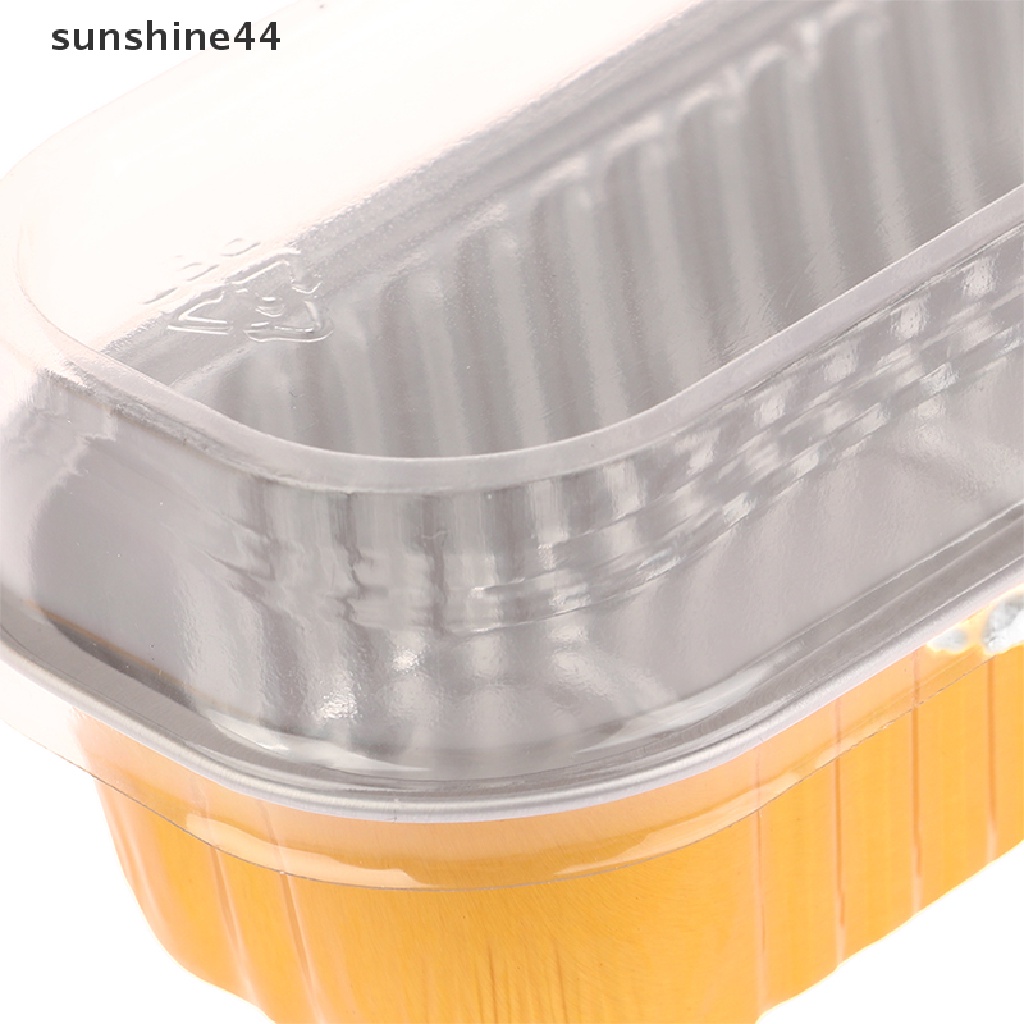 Sunshine 10Pcs Reusable Rectangle Aluminium Foil Tin Cup Dengan Tutup Cetakan Kue Puding ID