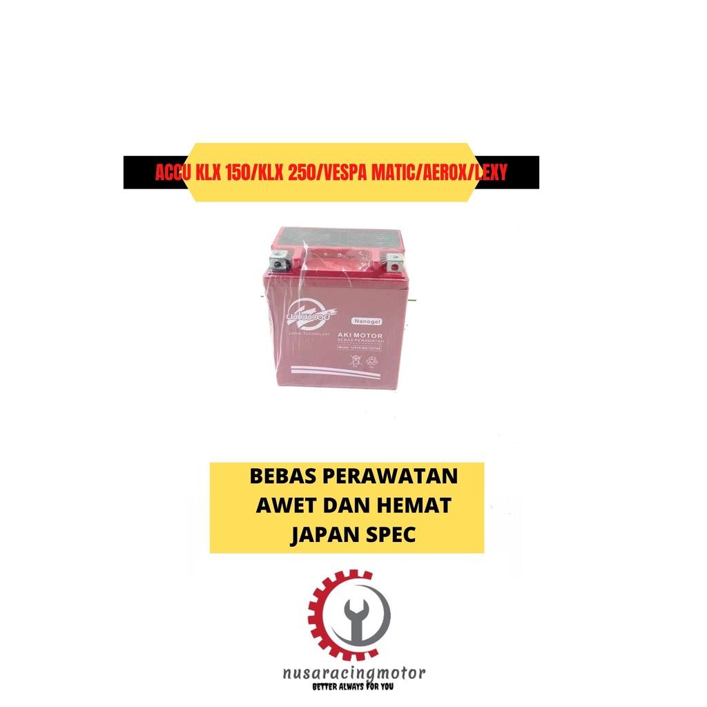 AKI KERING KAWASAKI KLX 150 / KLX 250 / VESPA MATIC SPINT / AEROX / LEXI / 12N7A-BS 12V7AH NANOGEL W