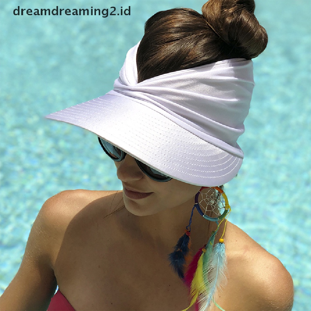 (hot) Topi Dewasa Lentur Untuk Wanita Anti UV Wide Brim Visor Hat Mudah Dibawa//