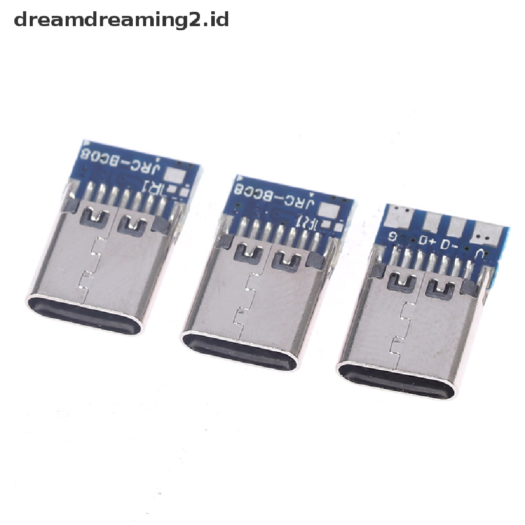 (hot) 10pcs Konektor USB 3.1 Tipe C 14pin Female Socket Wadah Melalui Lubang//