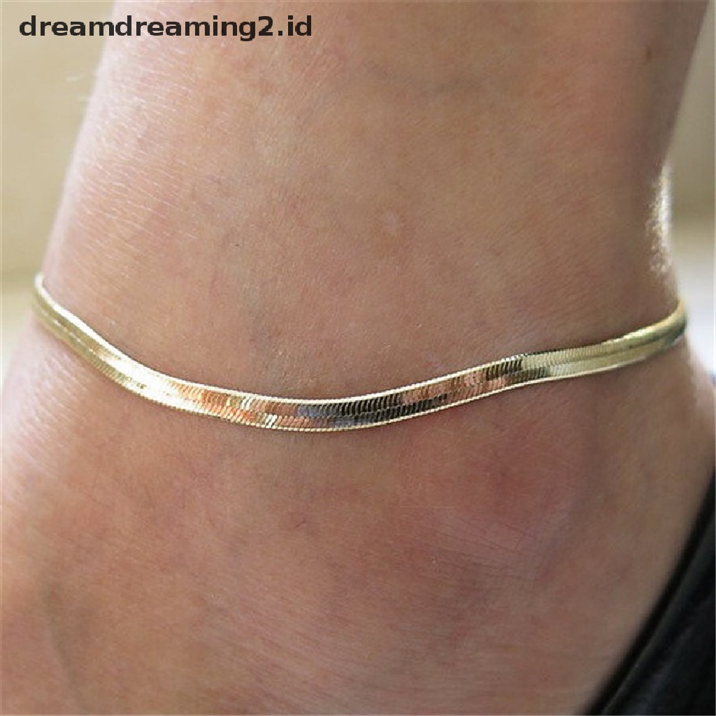 (hot) 1pc Gelang Kaki Rantai Silver/Gold Plated Gelang Kaki Perhiasan Kaki Perhiasan Pantai//