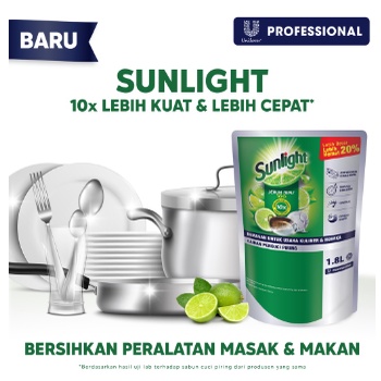 Sunlight Professional Sabun Cuci Piring Sunlight Sabun Cair Jeruk Nipis Lime 1,8 L Pouch Sunlight Profesional Sun Light