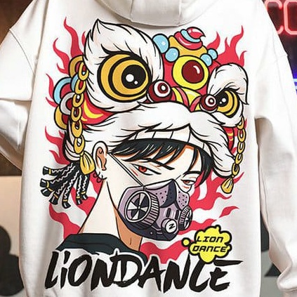 [PROMO COD] Sweater Hoodie LION DANCE Jumper Pria Wanita BIG SIZE Bahan Fleece Tebal Ukuran M L XL XXL XXXL XXXXXL UNISEX