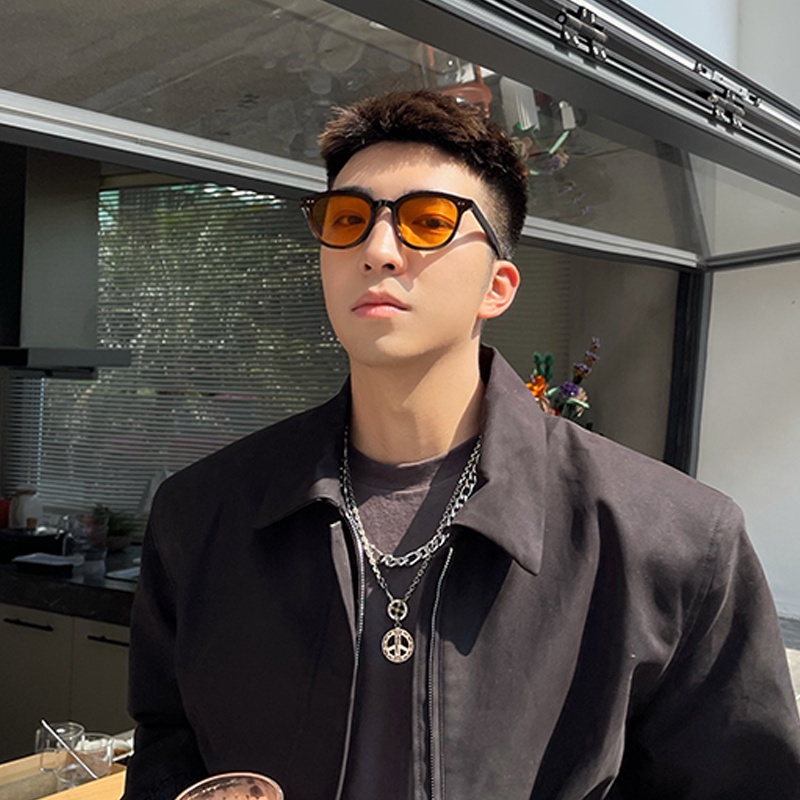 Papaozhu Trendy Lensa Coklat Hitam Square Frame Sunglasses Untuk Wanita Pria Chic Perlindungan UV Warna Kepribadian Mengemudi Kacamata Aksesoris Harian