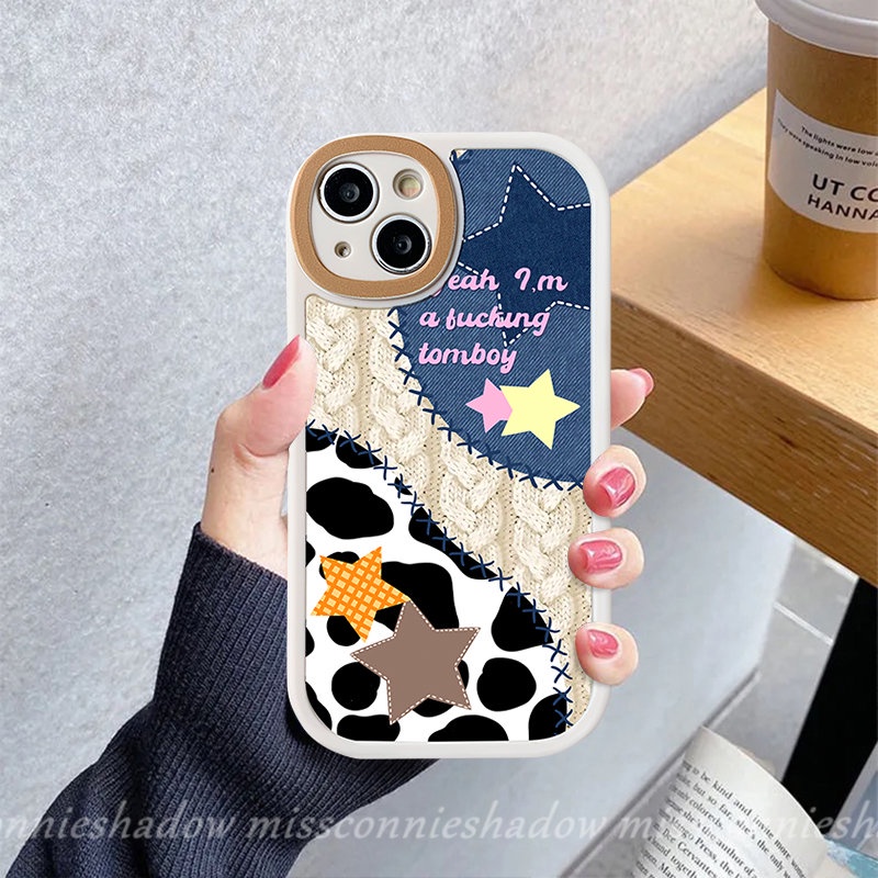 Casing Leopard Splicing Denim Untuk Samsung A13 A12 A04 A14 5G A50 A50s A32 A03s A03 A20s A02s A30s A20 A10s A23 A72 A52 A21s A33 A04s A51 A52s A11 A22 A71 A53 A73 A31 Casing Koboi Lucu