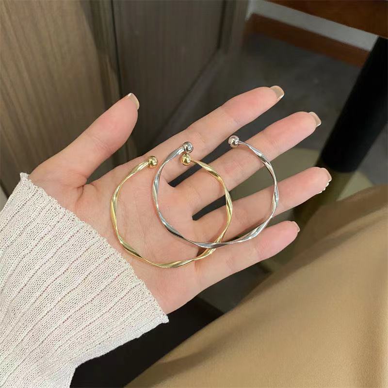 Gelang Emas Perak Simple Mobius Bangle Terbuka Untuk Aksesoris Perhiasan Wanita