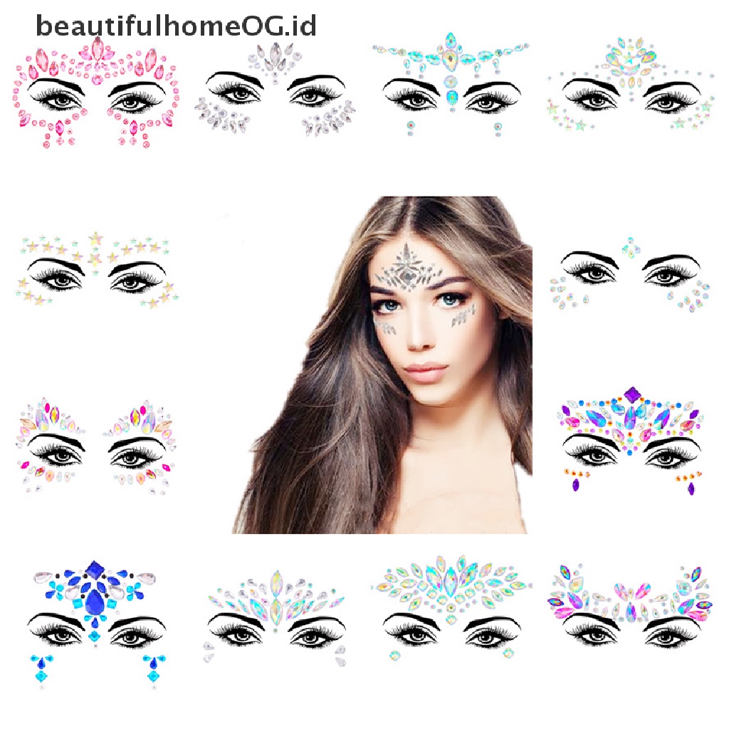 // Kecantikan// 3D Perekat Tubuh Glitter Stiker Kristal Tato Pesta Wajah Mata Permata Perhiasan **