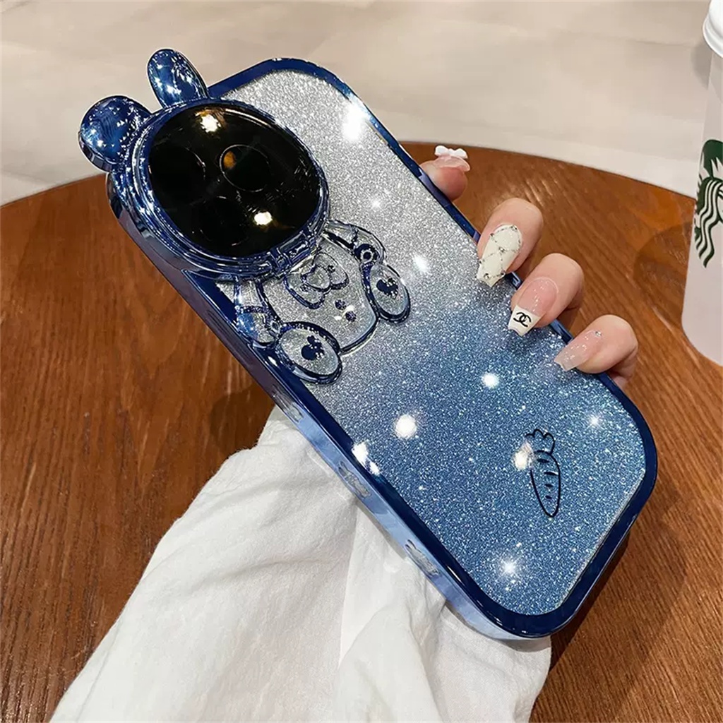 Casing Lensa Pelindung Kamera Mewah iPhone 14 Pro Max Dengan stand case Iphone12 13 Pro Max Case14 plus 11 Pro Max case 3D Kartun Perlindungan Perlindungan shock protection TPU Lembut Penutup Belakang