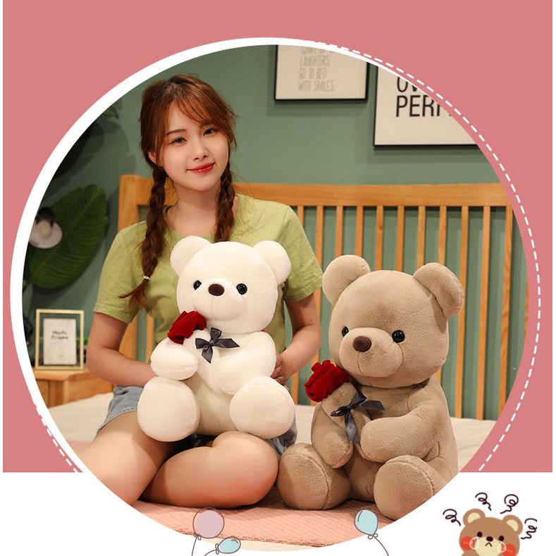 Boneka Teddy Bear Boneka Valentine Mainan Mewah Pengakuan Boneka Peluk Bunga Mawar Untuk Pacar Hadiah Hari Valentine Di Seluruh Dunia