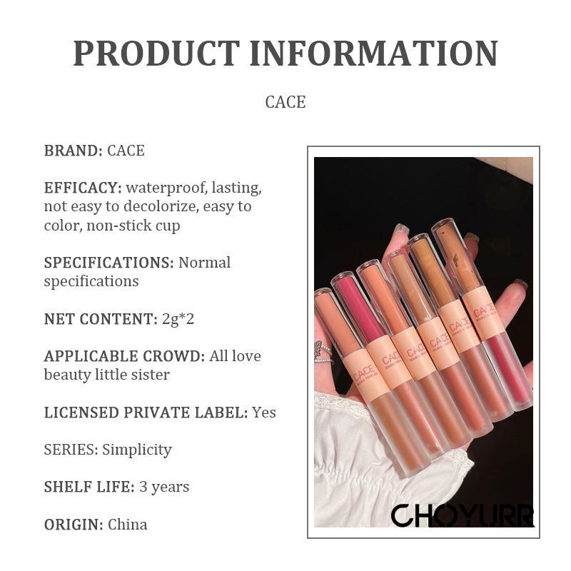 【COD】CACE 2 in 1 Matte + Glossy  Lipstick Lip Mud Lip Cream Lip Gloss Dua Sisi Matte Lipstick Glossy Tahan Lama-CH