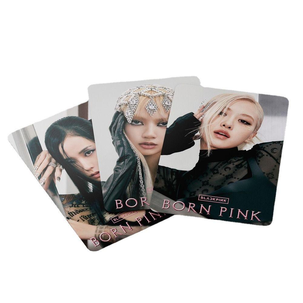 Kartu Lomo Agustina Set 55pcs /Box Mainan Cewek Hadiah Ulang Tahun Korea Fashion Cewek Grup Album Card Born Pink World Tour BLACKPINK LISA JENNIE ROSE JISOO ROSE Lomo Card