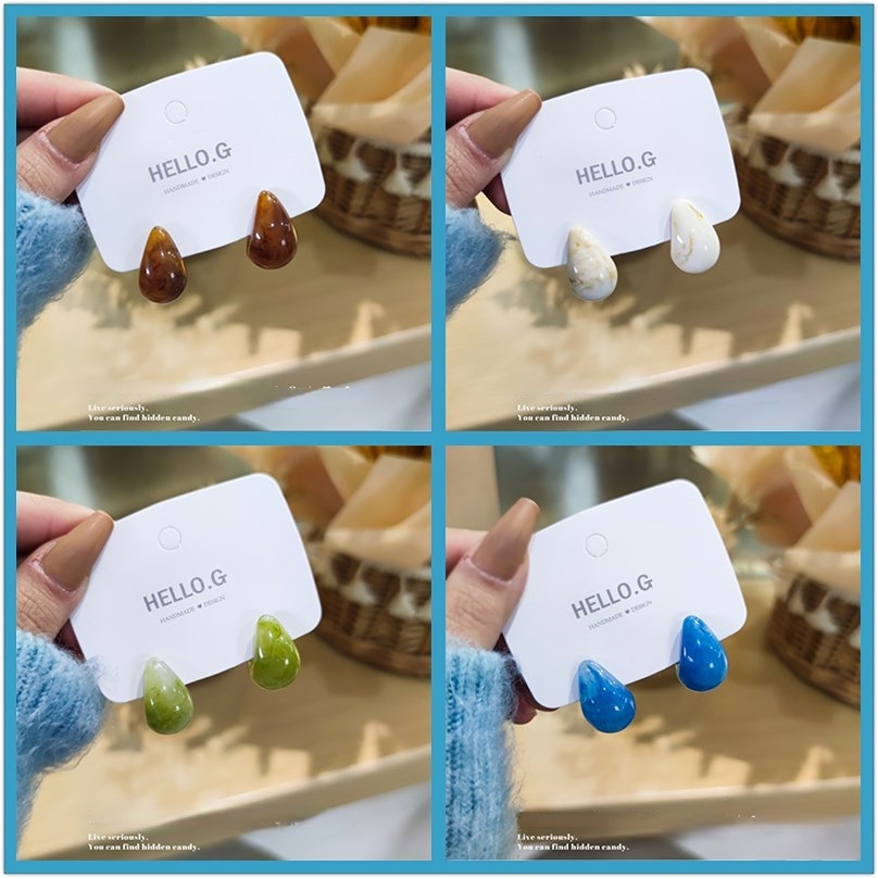 Gaya Dingin Kepribadian Temperamen Akrilik Anting Berbentuk Drop Korea Niche Resin Ear Studs