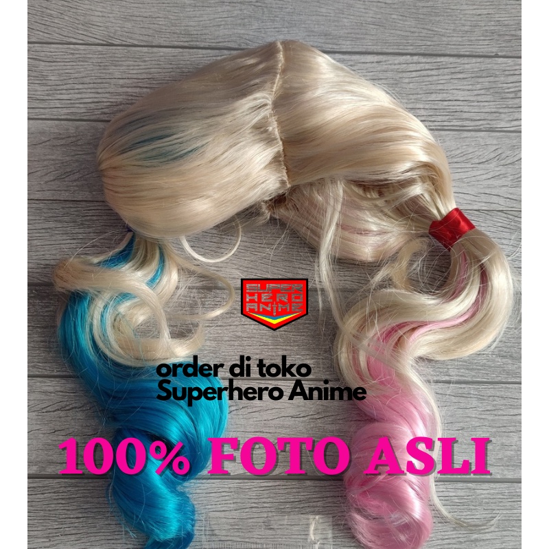 Wig Wanita Harley Quinn Dewasa Anak Rambut Sintetis Import Premium Karnaval Halloween