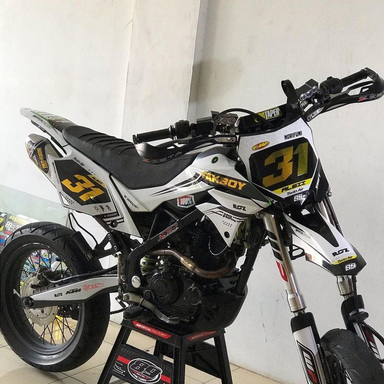 DECAL KLX DTRACKER PUTIH GOLD CUSTOM DESAIN