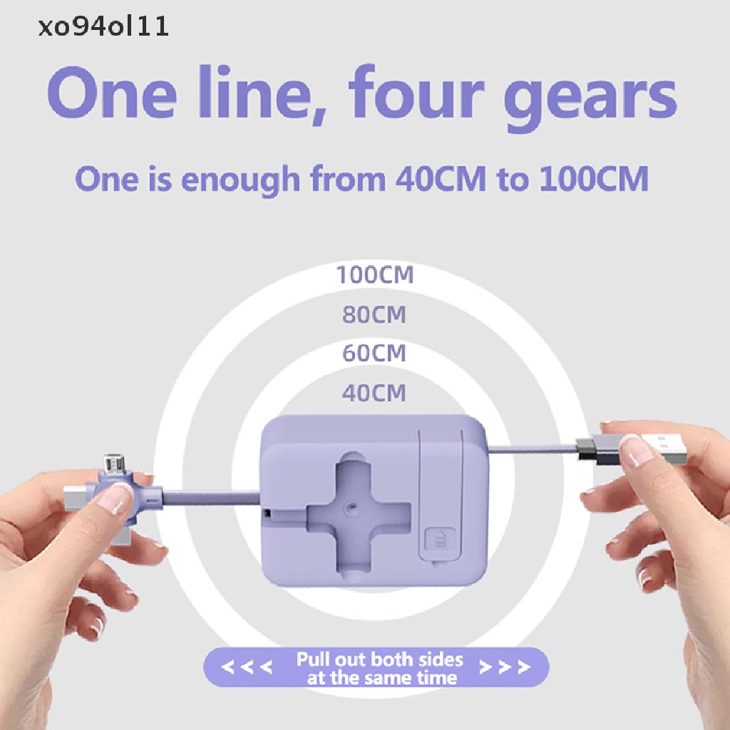 Xo Kabel Data 3in1 Telepon Yang Dapat Ditarik Micro USB TYPE-C Fast Charging Cable OL