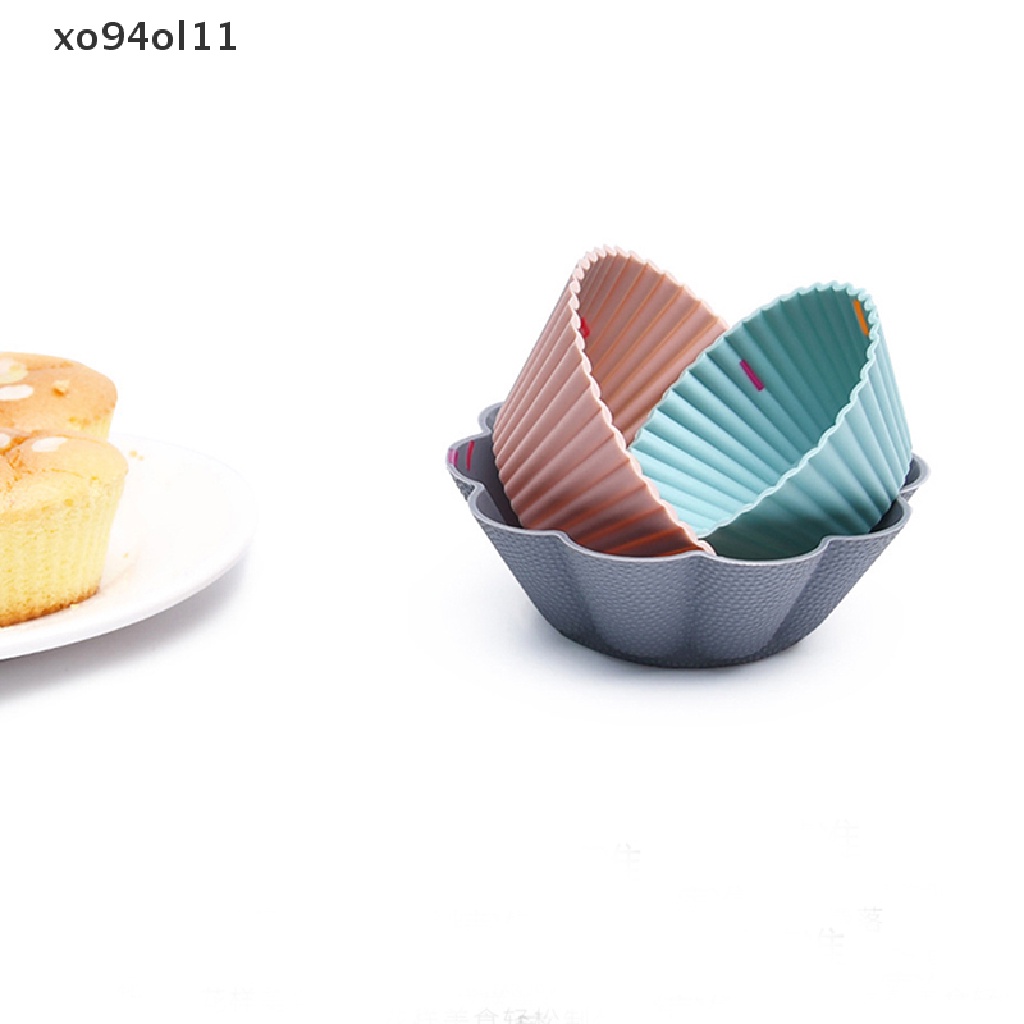 Xo 6pcs/Set Cetakan Silikon Kue Muffin Cupcake Baking DIY Alat Kue Piring Cup OL