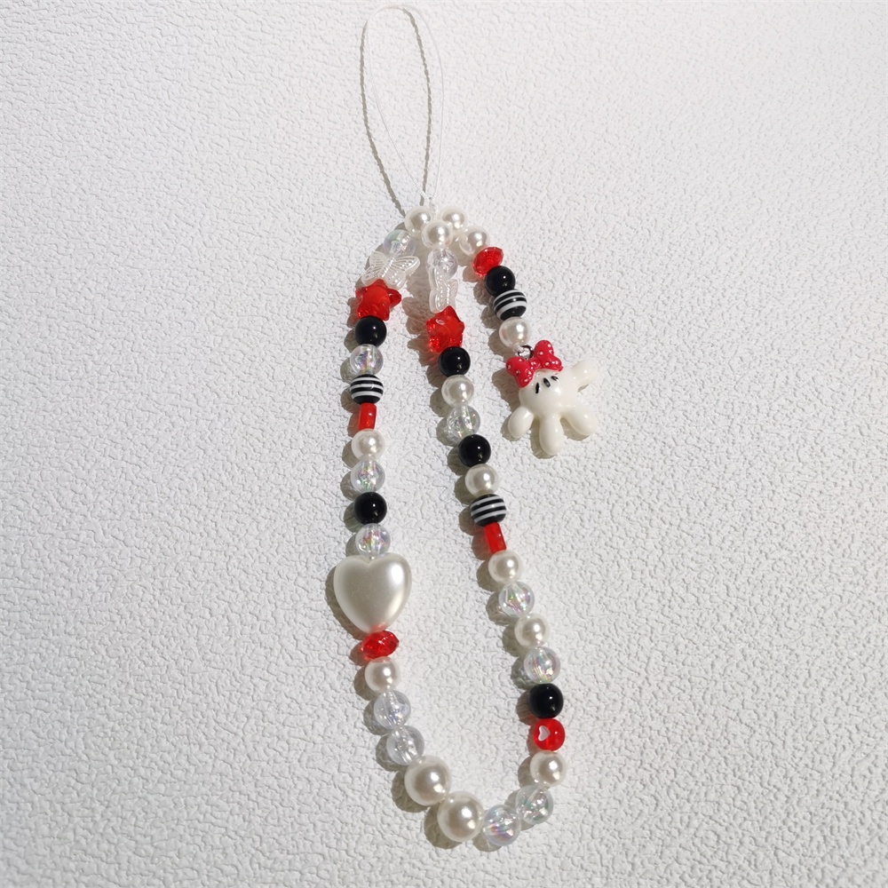 Ins Lucu Minnie Tangan Liontin Ponsel Rantai Anti-Lost Lembut Tembikar Tali Tali Strap Lanyard Manik-Manik Akrilik Warna-Warni Kasus Ponsel Gantung Kabel