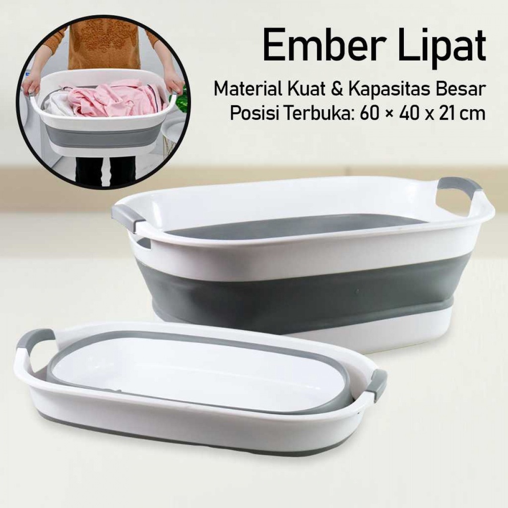 Ember Lipat Laundry Basin Ada Lobang Pembuangan Water Bucket Foldable