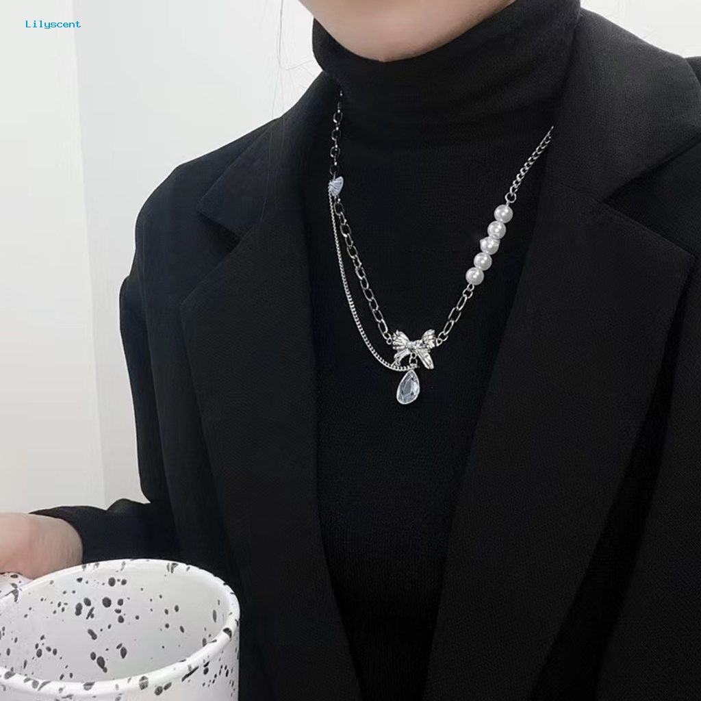 Lilyscent Rantai Sweater Perempuan Untuk Pakaian Sehari-Hari Gadis Tetesan Air Liontin Kalung Rantai Klavikula Elegan