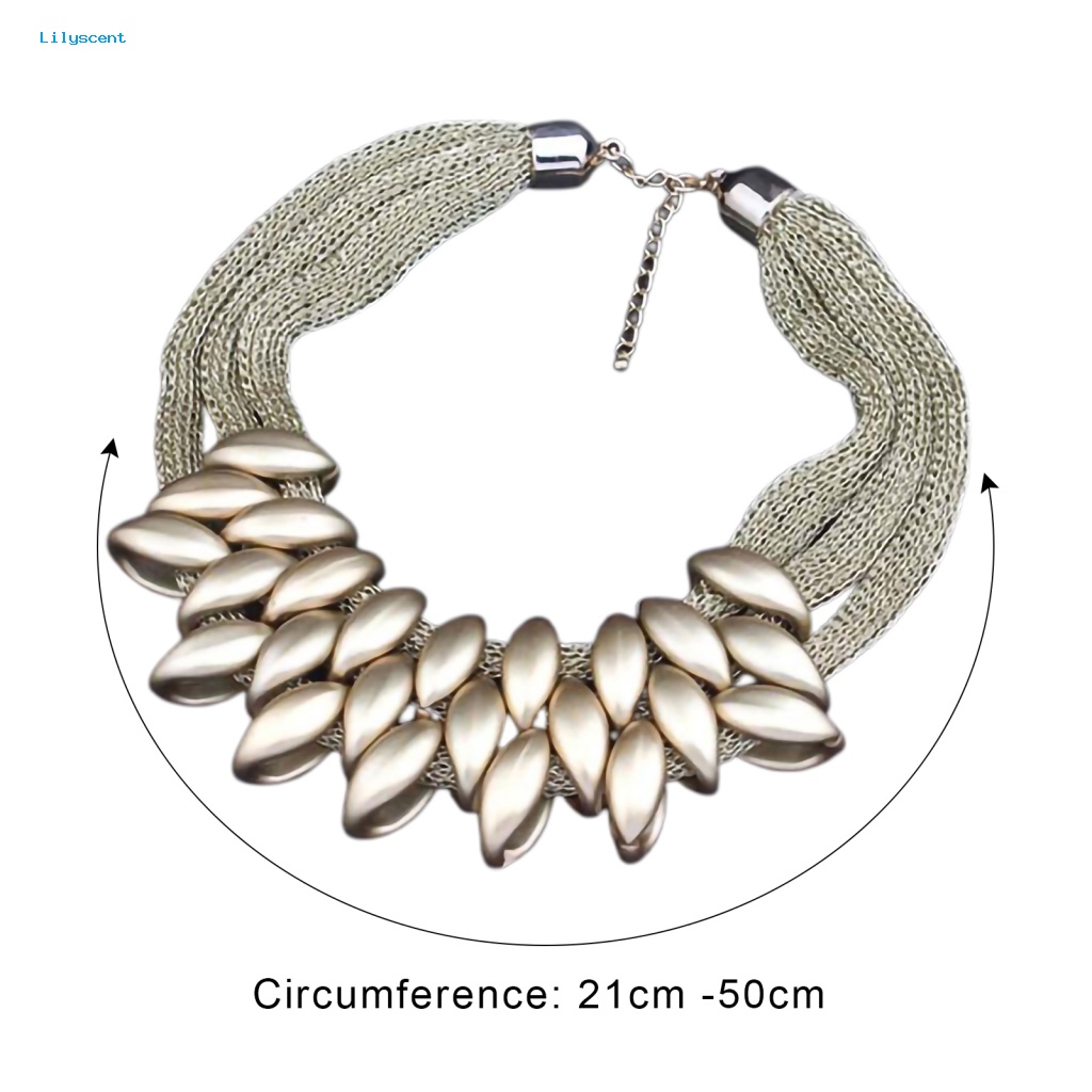 Lilyscent Alloy Fashion Kalung Untuk Perjamuan Daun Liontin Statement Choker Necklace Pengerjaan Halus