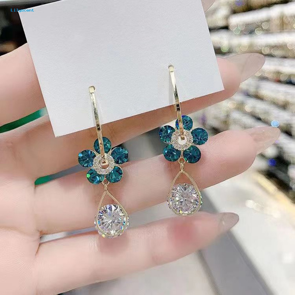 Lilyscent 1pasang Anting Drop Kokoh Aksesoris Pesta Tetes Air Stud Earrings Halus