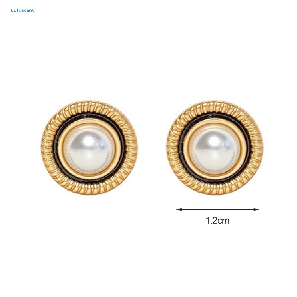 Lilyscent 1pasang Anti Luntur Wanita Ear Studs Pakaian Sehari-Hari Wanita Mutiara Imitasi Stud Earrings Perhiasan Temperamen