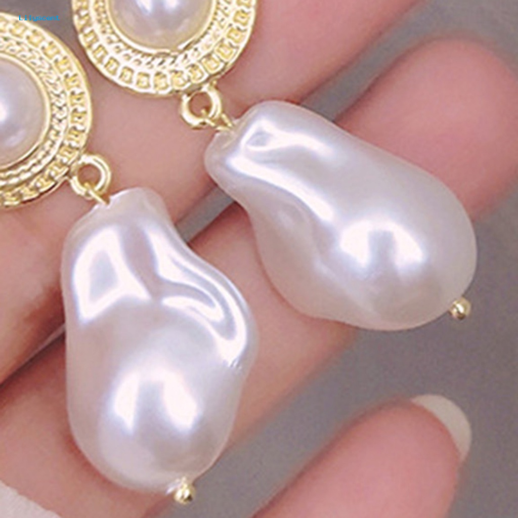 Lilyscent 1pasang Anting Tusuk Elegan Aksesoris Pakaian Anting Rumbai Mutiara Imitasi Elegan Tahan Luntur