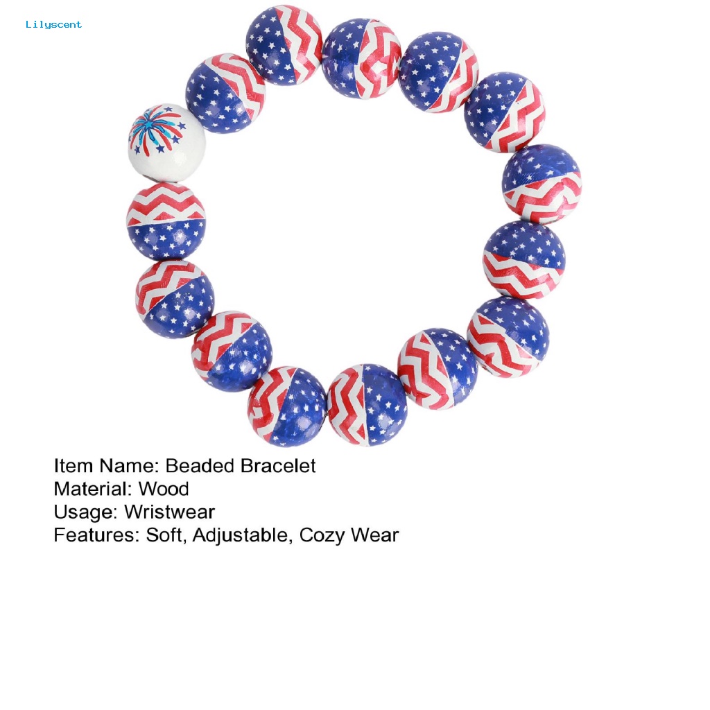 Lilyscent Warna-Warni Unisex Gelang Hadiah Festival Bendera USA Gelang Perhiasan Pesta Club Memakai Merah Biru Putih