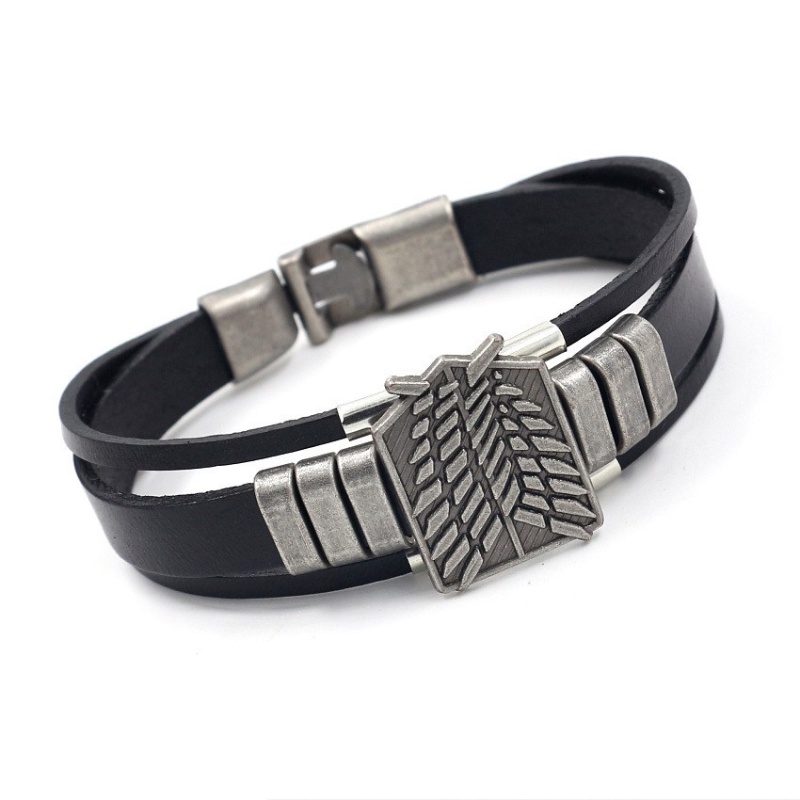 [Z H Perhiasan] Vintage Rock Mencolok Raksasa Kulit Asli Gelang Pria Dan Wanita Fashion Stainless Steel Multilayer Manik-Manik PU Gelang Punk Pesta Perhiasan Aksesoris