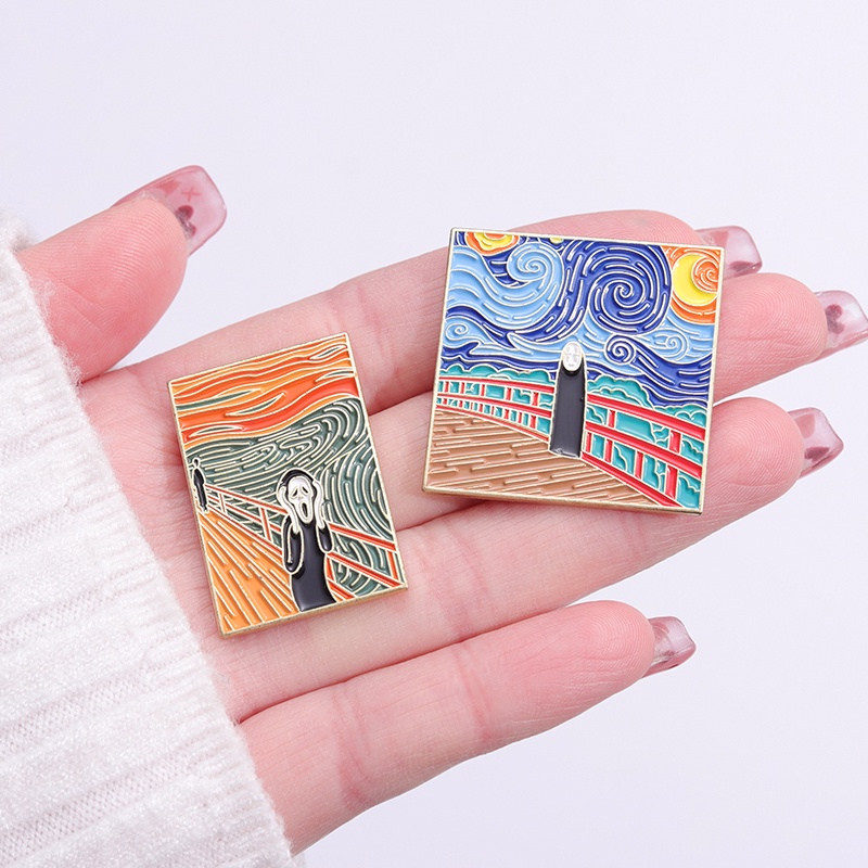 Van Gogh Langit Berbintang Enamel Pin Bros Terkenal Dibingkai Bros Lencana Kerah Pin Lukisan Minyak Seni Perhiasan Aksesoris Hadiah Untuk Teman