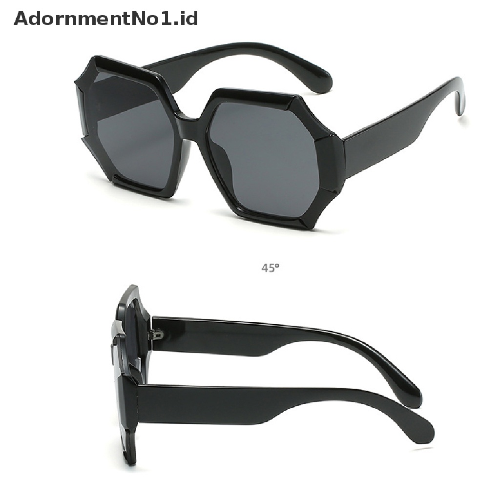 [AdornmentNo1] Kacamata Hitam Kotak Poligonal Unik Untuk Wanita Klasik Retro Vintage Big Shades [ID]