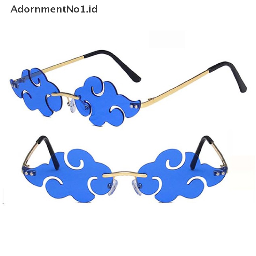 [AdornmentNo1] 1pc Anime Red Cloud Rimless Gothic Glasses Cosplay Eyewear Punk Sunglasses [ID]