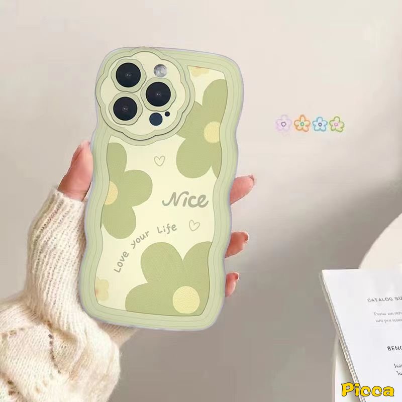 Casing Bunga Redmi Note10 11 11s 9s 9 8 10s 11 Pro Max Redmi 10A A1 10C 9A 10 9T 9 A1+9C NFC POCO X3 NFC Pro M3 Mi 11T Pro Fresh Flowers Milk Tea Wavy Edge Soft Casing Tpu