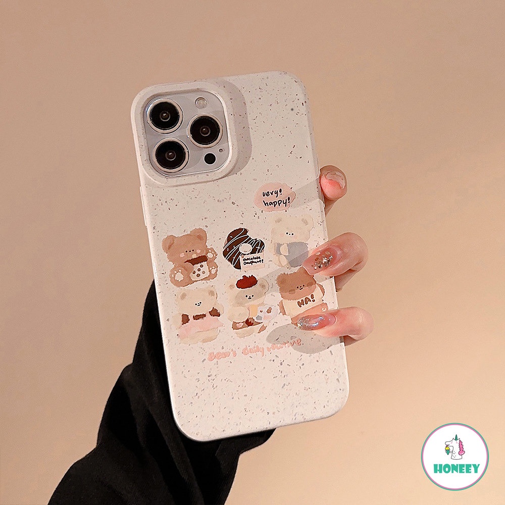 IPHONE Biodegradable Eco-Wheat Straw Cute Bear Soft Phone Case Untuk Iphone14 11 12 13 Pro Max XS XR X8 7 Plus SE 11pro 14plus Sarung Shockproof