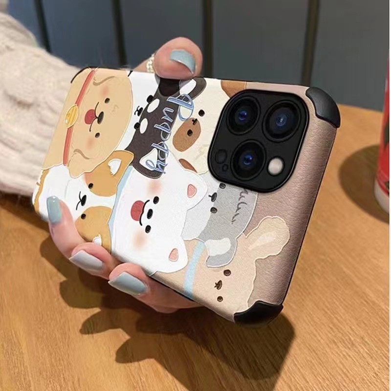 Leather So Cute Puppy Dog Soft Case iP iPhone 6S 7 8 Plus SE 2020 X XR XS Max 11 12 13 14 Pro Max 14 Plus 12 13 Mini Phone Case Men Man