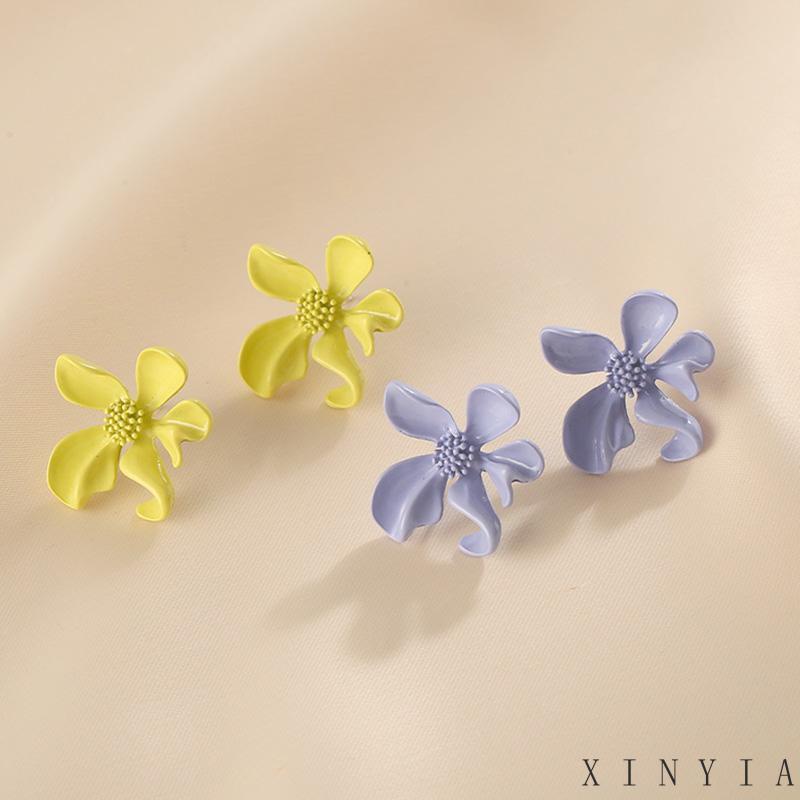 【Bayar di tempat】Anting Bunga Permen Warna Manis / Anting Tusuk Motif Bunga Gaya untuk Wanita
