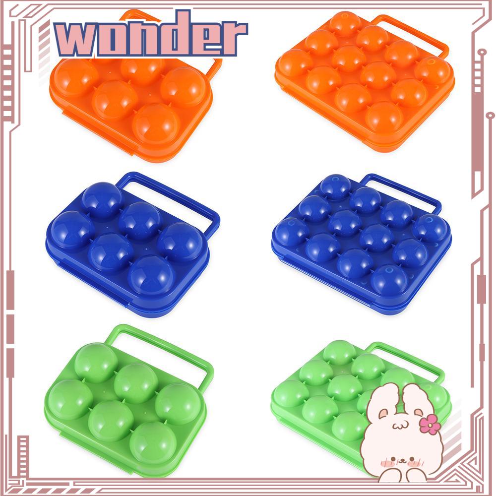 Wonder6per12kotak Penyimpanan Telur Grid Plastik Portable Lipat Organizer Outdoor Camping Piknik